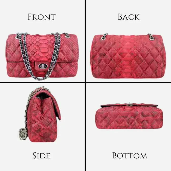 حقيبة نسائية رئيسية كلاسيكية فاخرة للنساء - Women's Classic Luxury Key Bag Genuine Snakeskin Quilted
