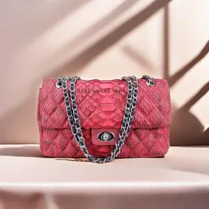 حقيبة نسائية رئيسية كلاسيكية فاخرة للنساء - Women's Classic Luxury Key Bag Genuine Snakeskin Quilted