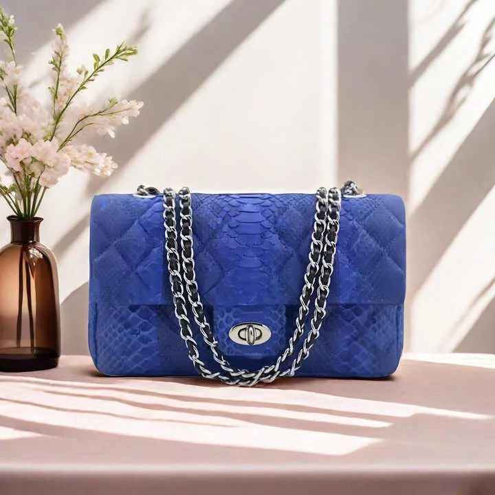 حقيبة نسائية رئيسية كلاسيكية فاخرة للنساء - Women's Classic Luxury Key Bag Genuine Snakeskin Quilted