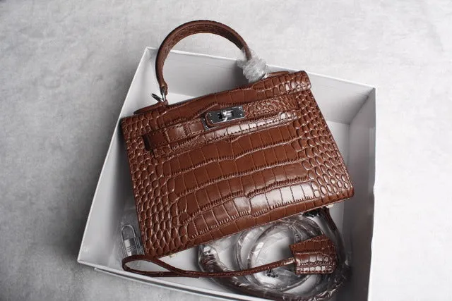 2019 new genuine leather luxury design handbag Keyy ostrich grain cowhide women's bag Original leather shoulder diagonal package