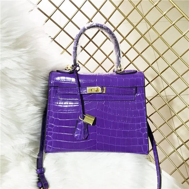 2019 new genuine leather luxury design handbag Keyy ostrich grain cowhide women's bag Original leather shoulder diagonal package