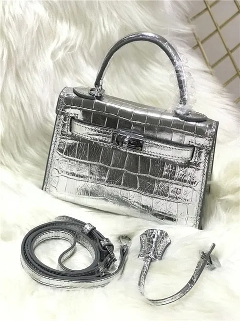 2019 new genuine leather luxury design handbag Keyy ostrich grain cowhide women's bag Original leather shoulder diagonal package