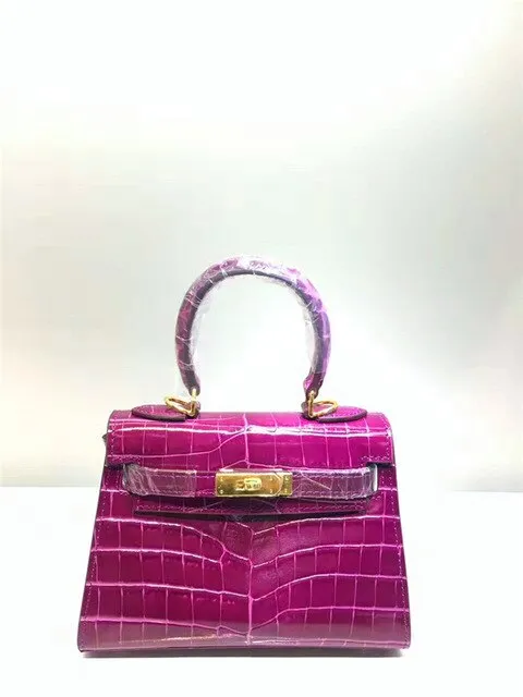 2019 new genuine leather luxury design handbag Keyy ostrich grain cowhide women's bag Original leather shoulder diagonal package