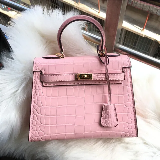 2019 new genuine leather luxury design handbag Keyy ostrich grain cowhide women's bag Original leather shoulder diagonal package