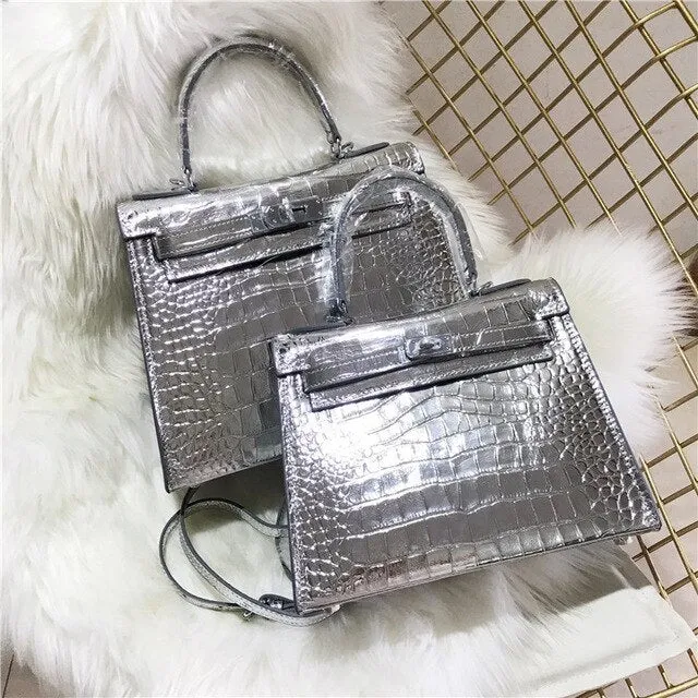 2019 new genuine leather luxury design handbag Keyy ostrich grain cowhide women's bag Original leather shoulder diagonal package