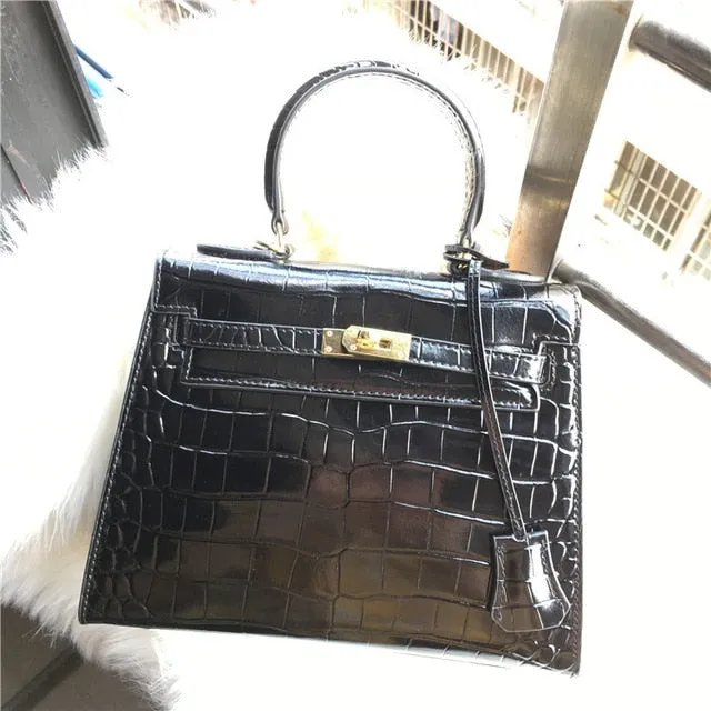 2019 new genuine leather luxury design handbag Keyy ostrich grain cowhide women's bag Original leather shoulder diagonal package