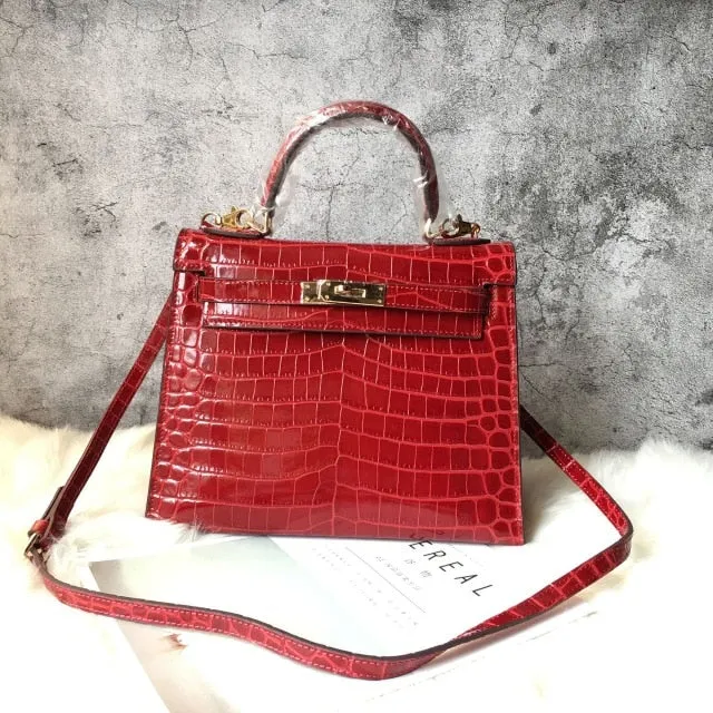 2019 new genuine leather luxury design handbag Keyy ostrich grain cowhide women's bag Original leather shoulder diagonal package