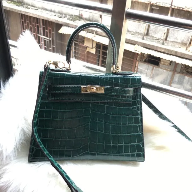 2019 new genuine leather luxury design handbag Keyy ostrich grain cowhide women's bag Original leather shoulder diagonal package