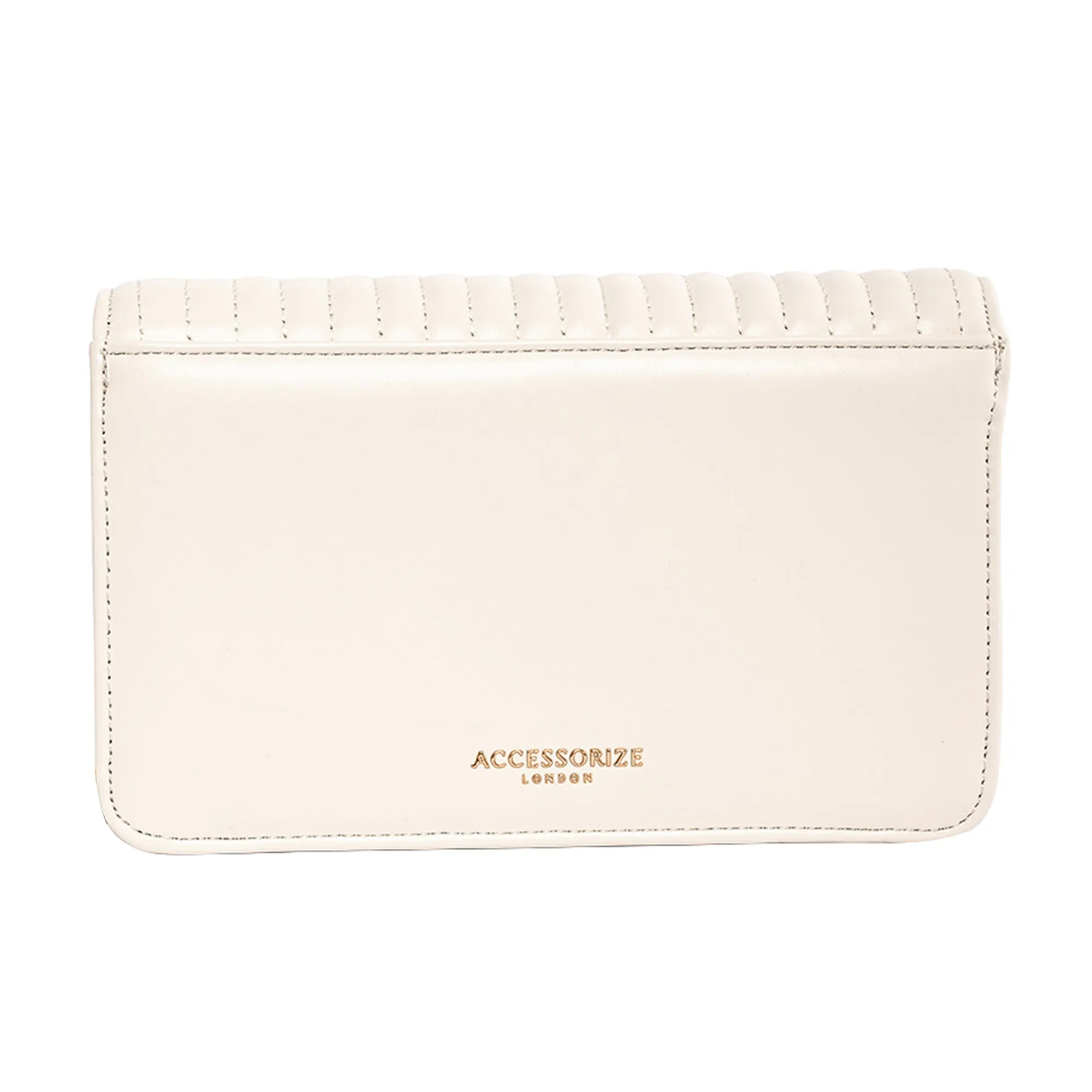Accessorize London Women's Cream Quilted Chain Shoulder Bag