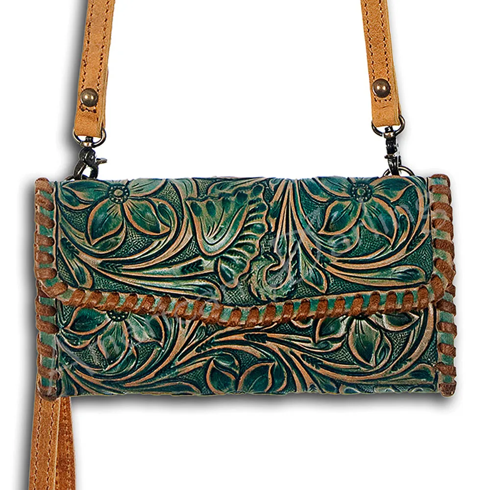 American Darling ADBG514BR Small Crossbody Hand Tooled Genuine Leather Women Bag Western Handbag Purse