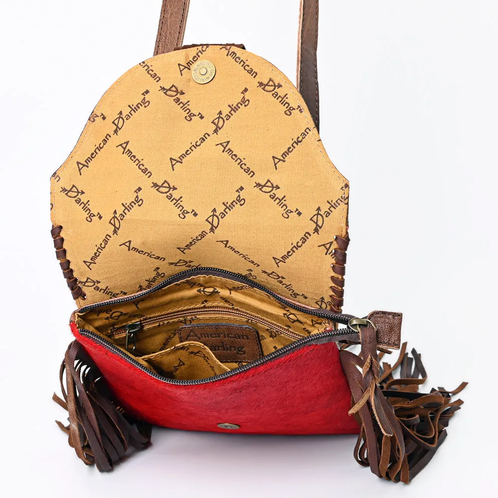 American Darling ADBG527RED Crossbody Hair-On Genuine Leather Women Bag Western Handbag Purse