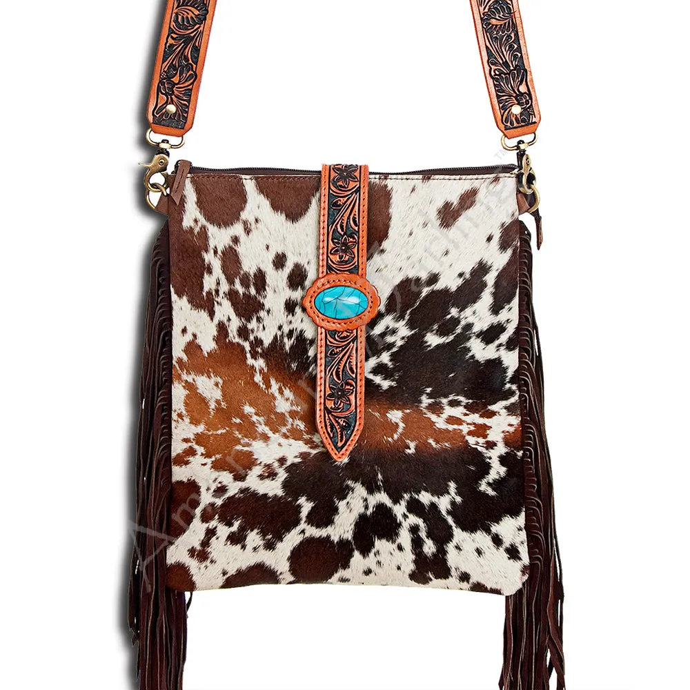American Darling ADBGD102 Large Crossbody Hair-On Genuine Leather Women Bag Western Handbag Purse