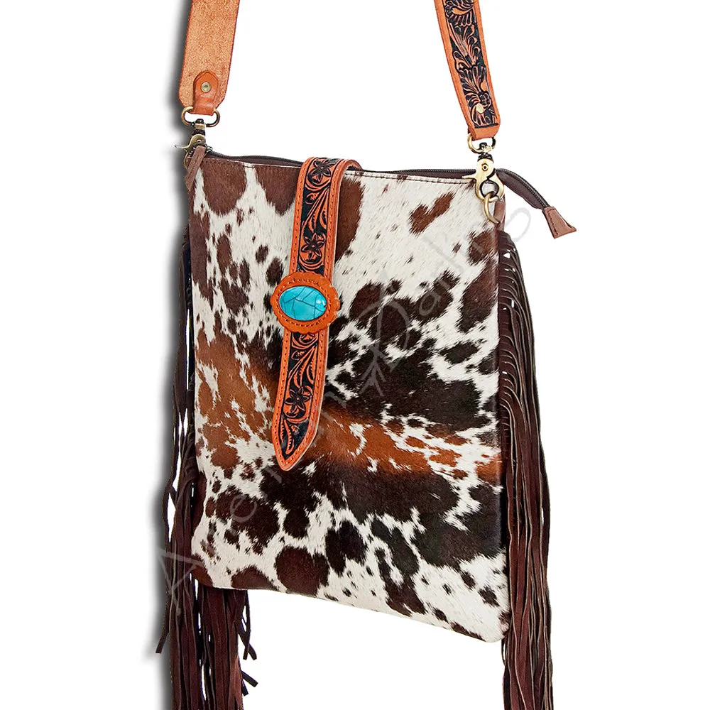 American Darling ADBGD102 Large Crossbody Hair-On Genuine Leather Women Bag Western Handbag Purse