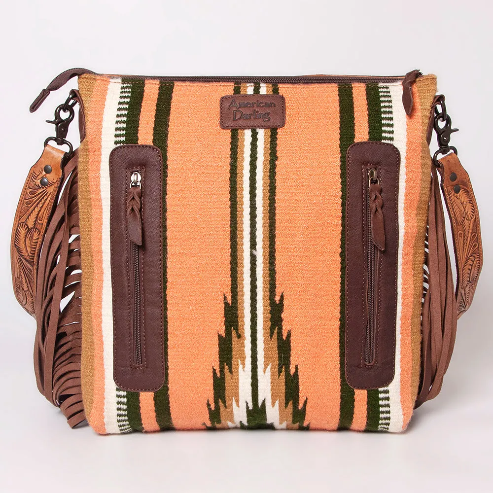 American Darling ADBGZ239 Signature Crossbody Hand Tooled Saddle Blanket Genuine Leather Women Bag Western Handbag Purse