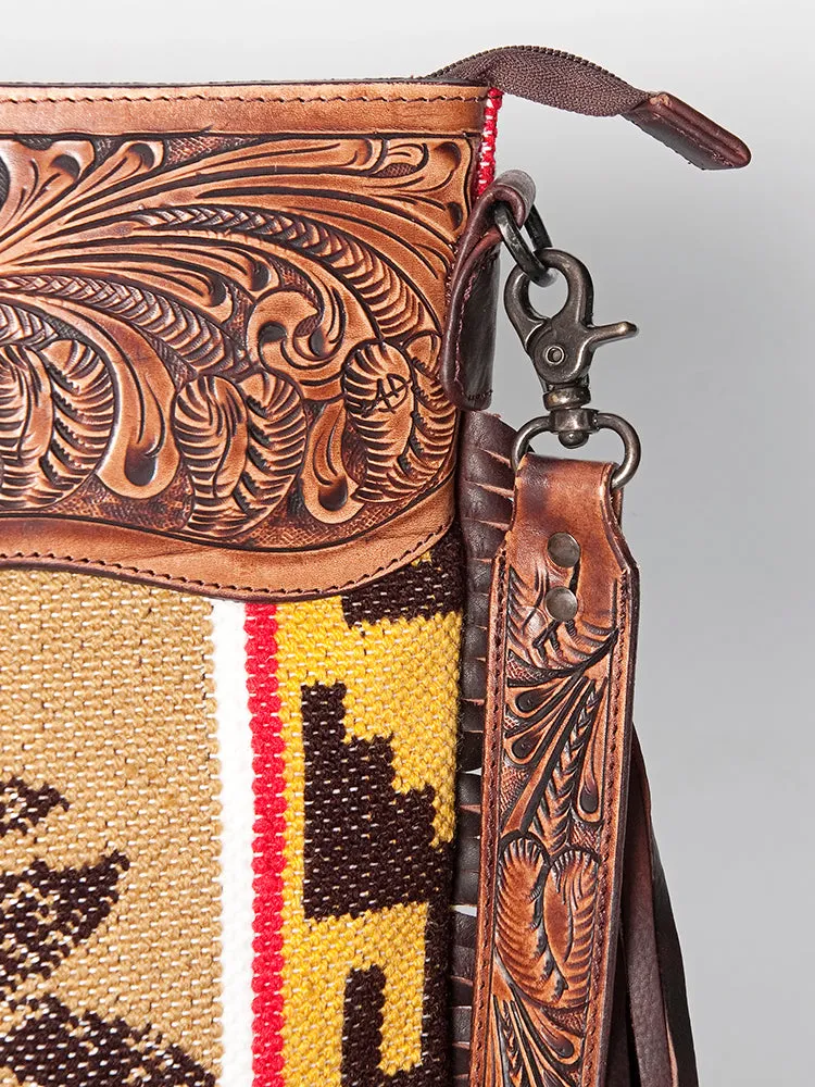 American Darling ADBGZ634 Signature Crossbody Hand Tooled Saddle Blanket Genuine Leather Women Bag Western Handbag Purse