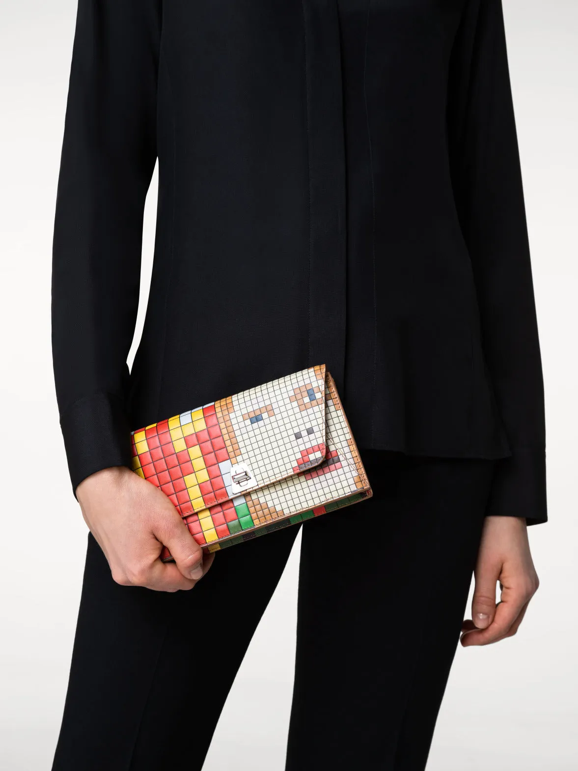 Anouk Envelope in Leather with 3D Drei Teile Print