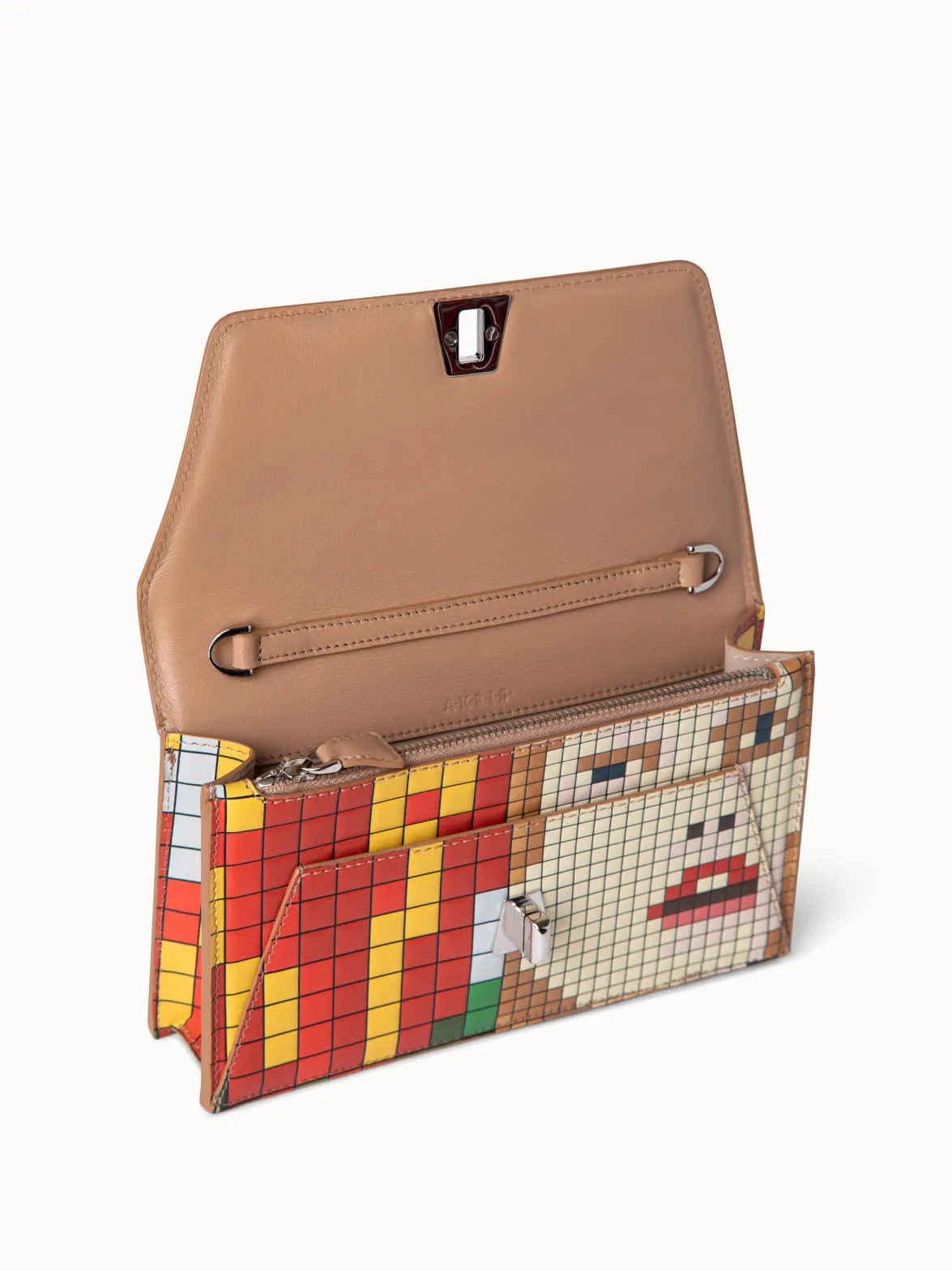 Anouk Envelope in Leather with 3D Drei Teile Print