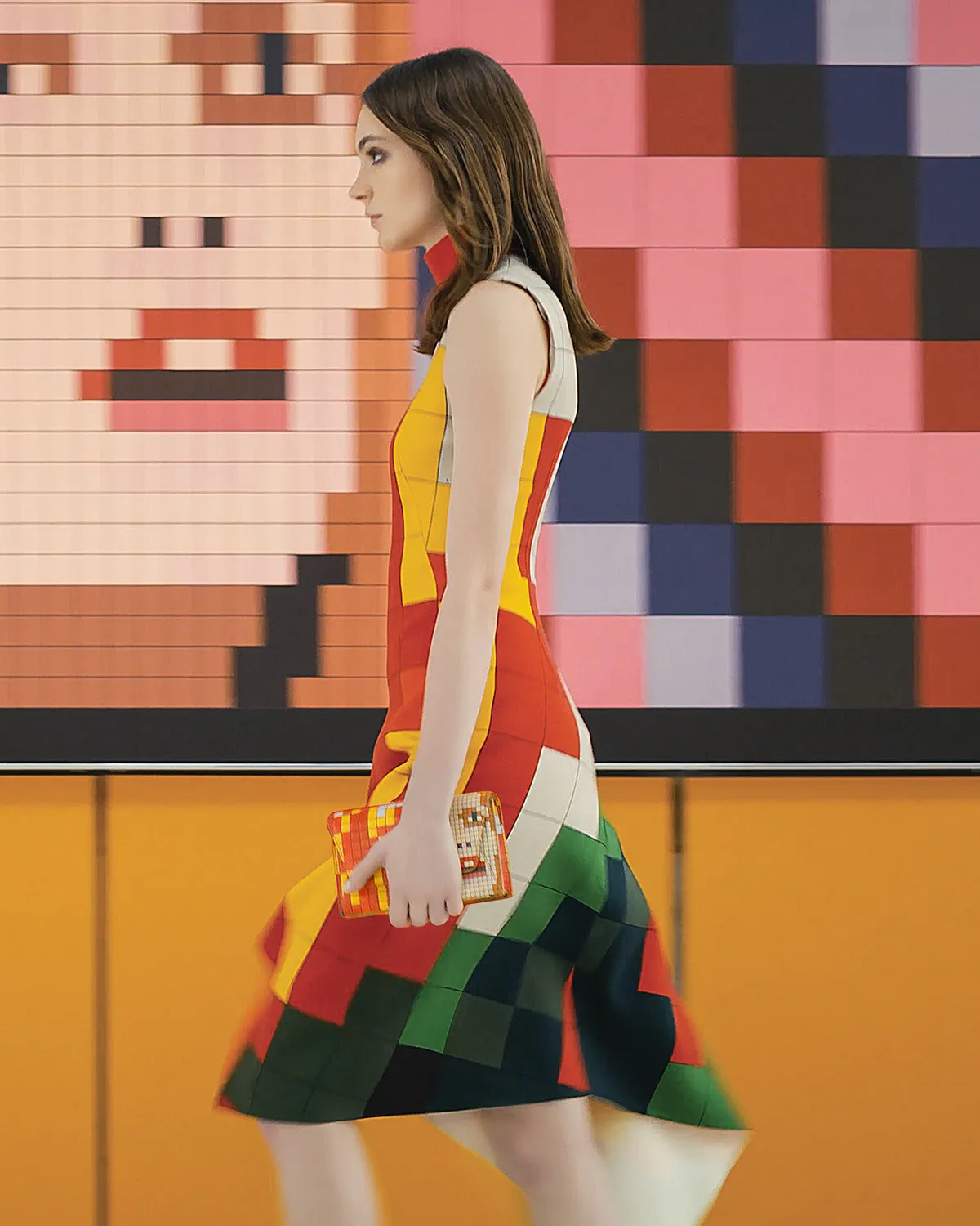Anouk Envelope in Leather with 3D Drei Teile Print