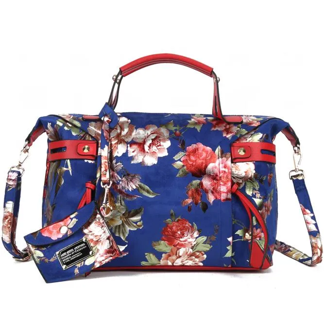 Arliwwi New Female Women Elegant Tote Handbags Synthetic Leather Flowers Shiny Large Cross Body Floral Bags For Lady PY05