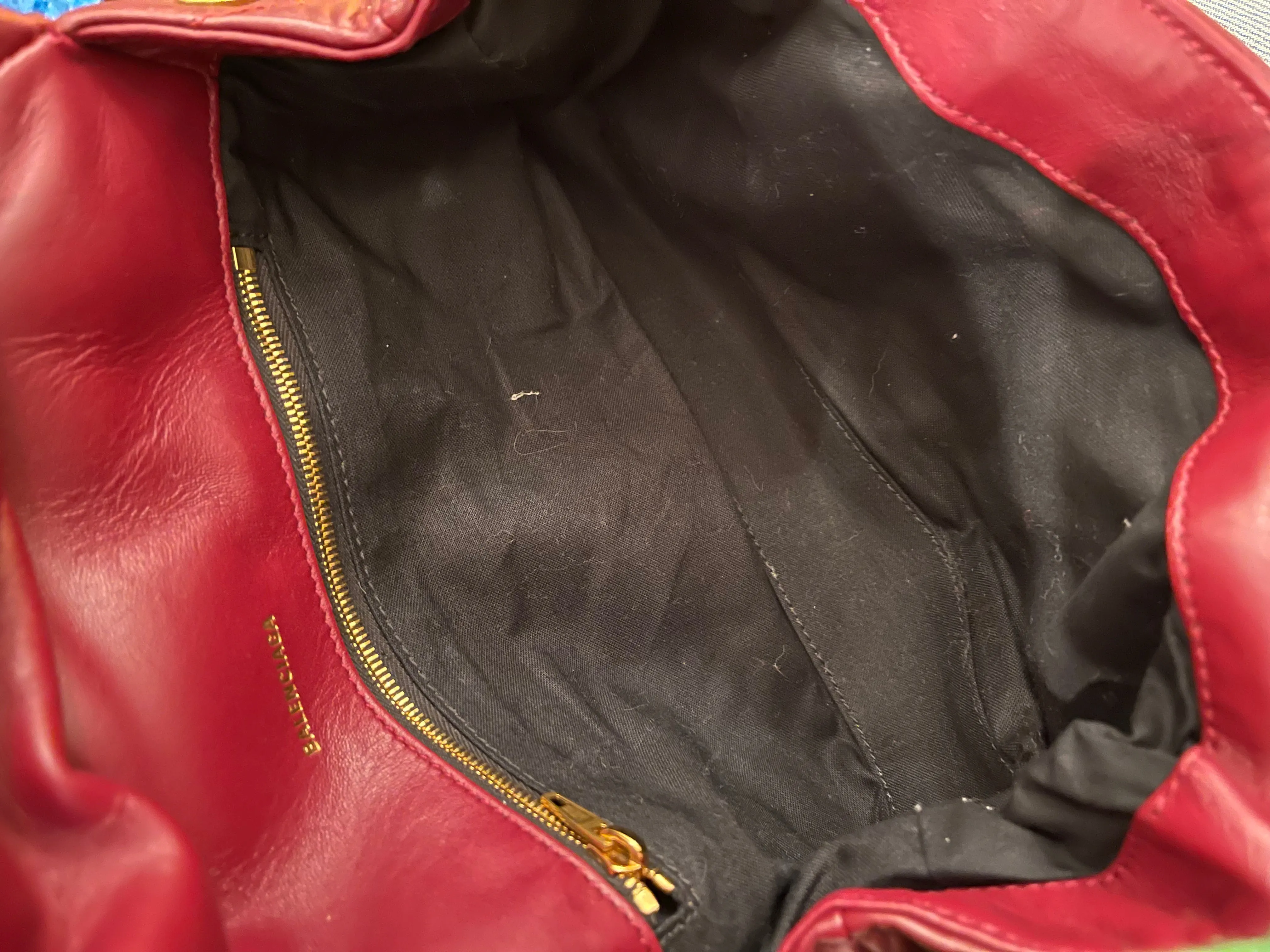 Balenciaga Burgundy Quilted Leather Touch Shoulder Bag