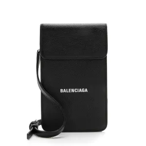 Balenciaga Grained Calfskin Logo Cash Phone Card Holder Flap Bag (SHF-23466)