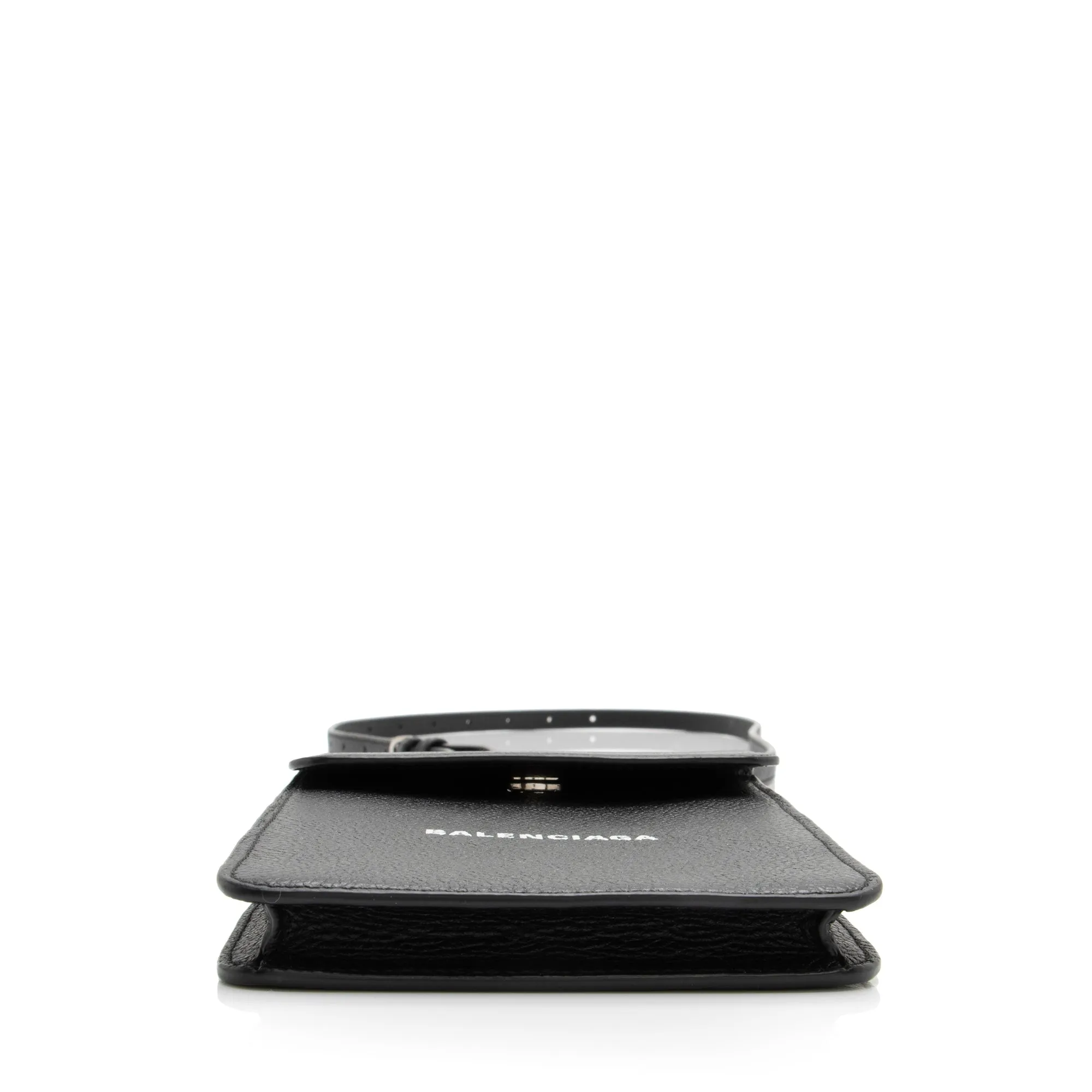 Balenciaga Grained Calfskin Logo Cash Phone Card Holder Flap Bag (SHF-23466)