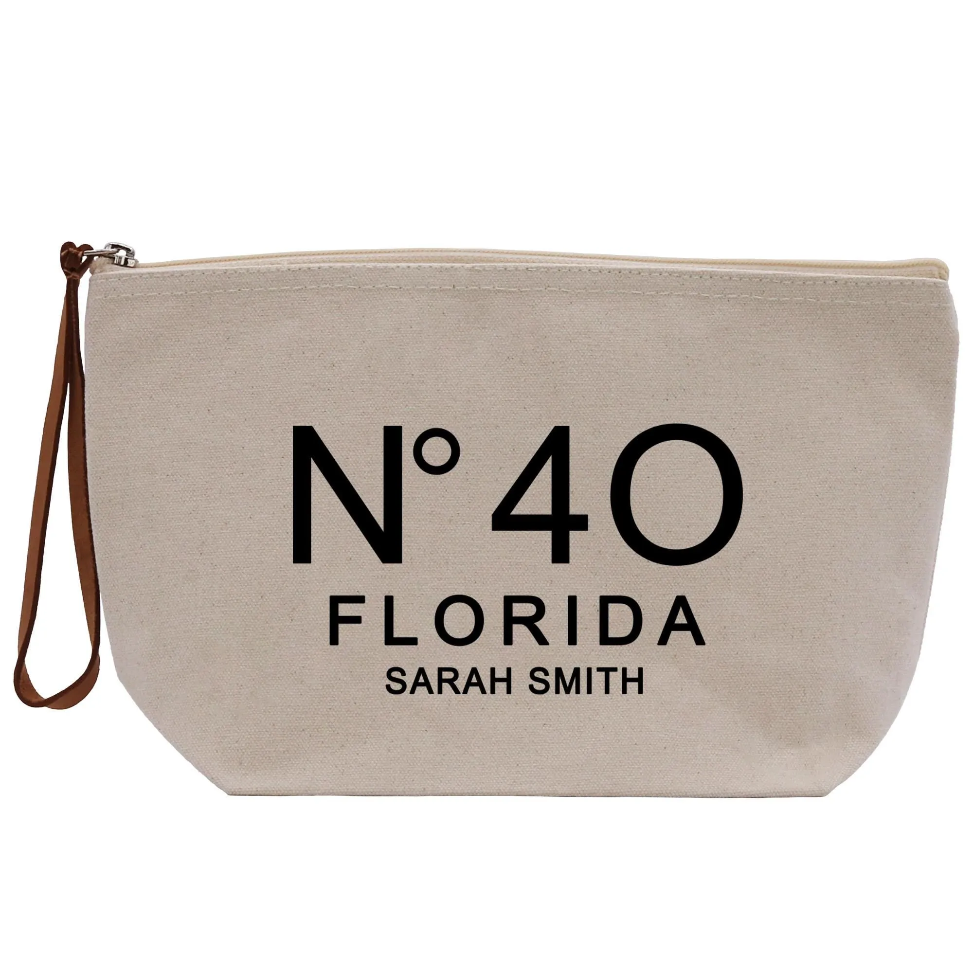 Birthday Celebration Personalized Gift Makeup Cosmetic Pouch Bag Number Name and State 40th 50th for Her Custom Birthday Gift (BDT1033)