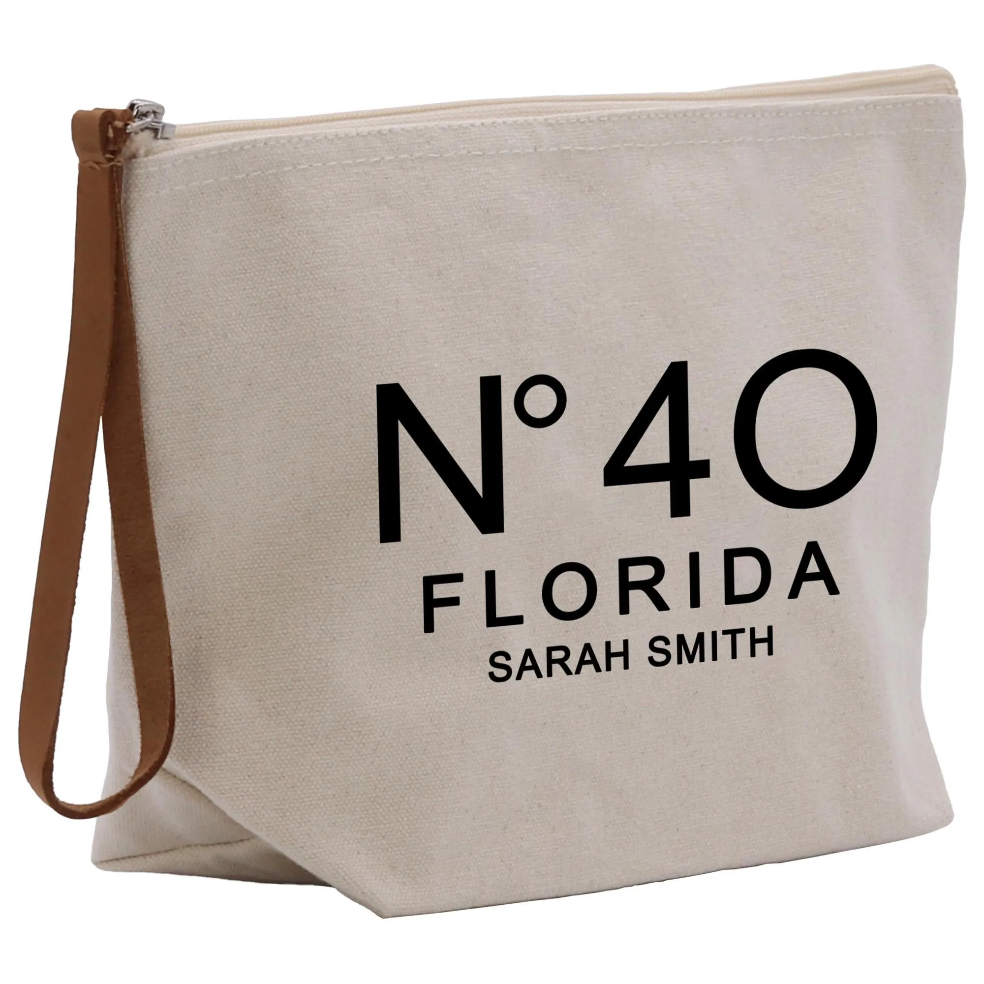 Birthday Celebration Personalized Gift Makeup Cosmetic Pouch Bag Number Name and State 40th 50th for Her Custom Birthday Gift (BDT1033)