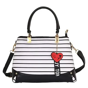 Black And White Stripes Fashion Handbag For Women