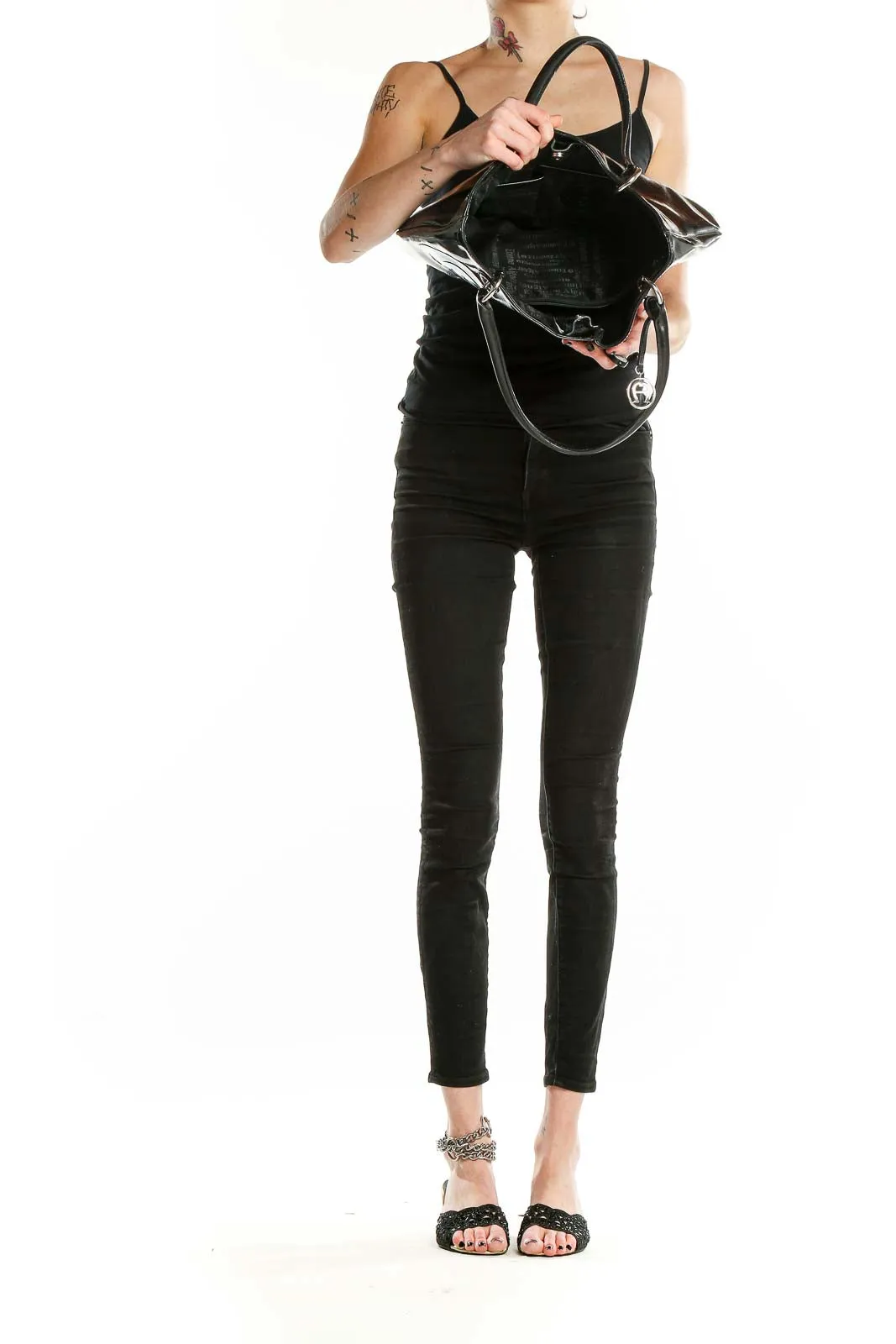Black Patent Leather Tote Bag