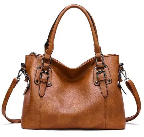 Boutique Fashion Handbag Tote Bag Soft Faux Vegan Leather Retro Design Large Capacity Multi-Pocket Casual Shoulder Crossbody Bag