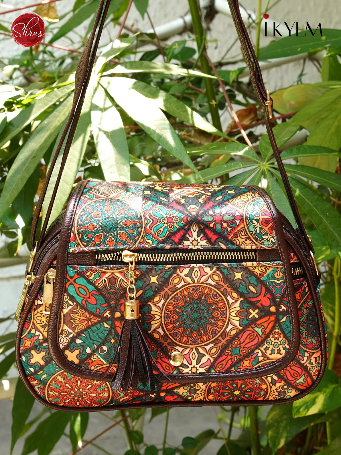 Brown & Multicolor - Printed Bag