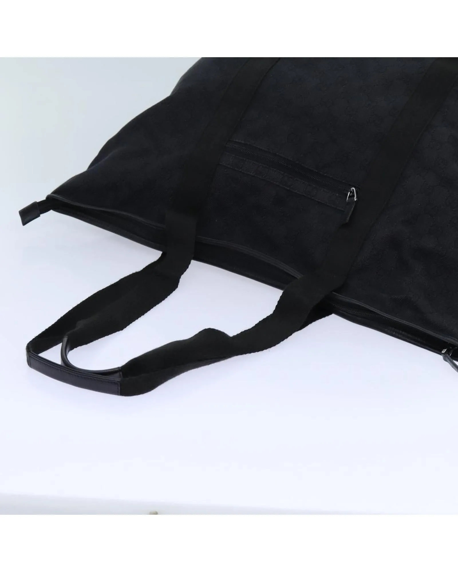 Canvas Tote Bag with GG Design in Black