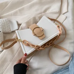 Chain Design PU Leather Crossbody Bags For Women 2021 Fashion Shoulder Simple Bag Lady Travel Handbags and Purses
