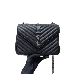 Chevron Quilted Leather Monogram Medium College Bag