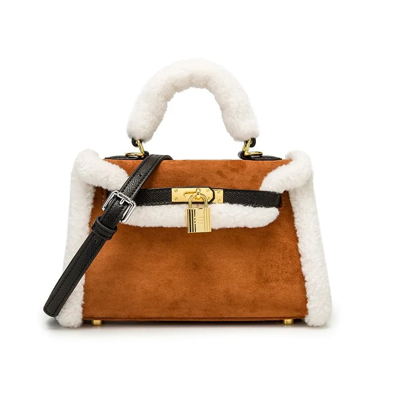 Christmas Gift Brand Designer Faux Fur Shoulder Bags for Women Plush Ladies Crossbody Bag Winter Cute Female Purses and Handbag Party Dating