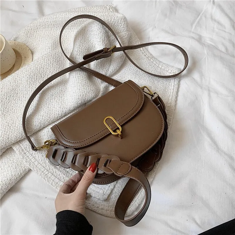 Christmas Gift Burminsa Woven Wide Strap Saddle Small Crossbody Shoulder Bags For Women Brand Designer Travel Ladies Purses And Handbags 2021