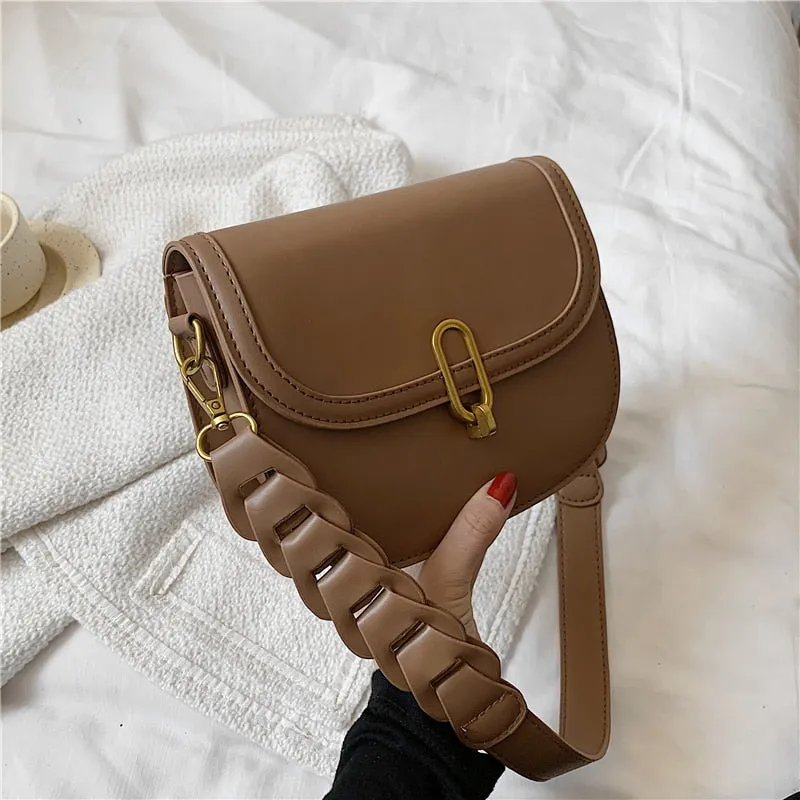 Christmas Gift Burminsa Woven Wide Strap Saddle Small Crossbody Shoulder Bags For Women Brand Designer Travel Ladies Purses And Handbags 2021