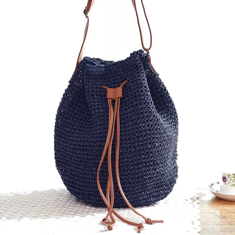 Christmas Gift casaul rattan women shoulder bags wicker woven large capacity tote tassel crossbody bag summer beach big purses travel bali sac