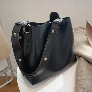 Christmas Gift Fashion Designer Pu Leather Female Handbags Large Capacity Casual Ladies Tote Female Black Bucket Women Shoulder Hand Bag