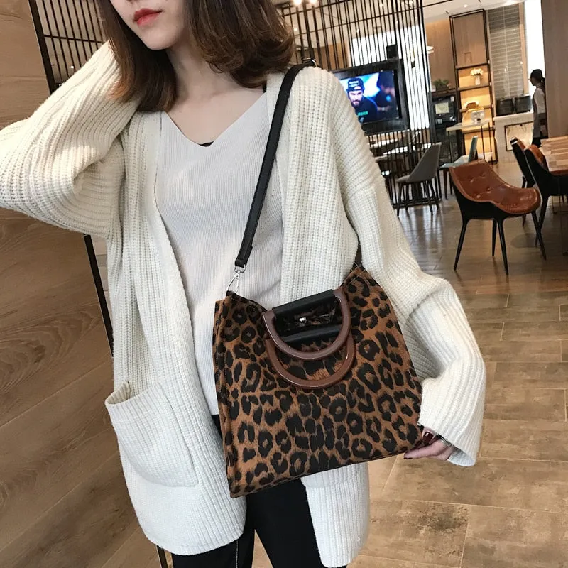 Christmas Gift Fashion Leopard Printing Large Capacity Women Handbags Female Causal Tote Shoulder Bag Women's Bags Purses And Handbags Luxury