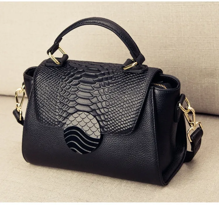 Christmas Gift Genuine leather handbags 2021 new trendy top layer cowhide large capacity messenger bag ladies shoulder handbag wild swallow bag