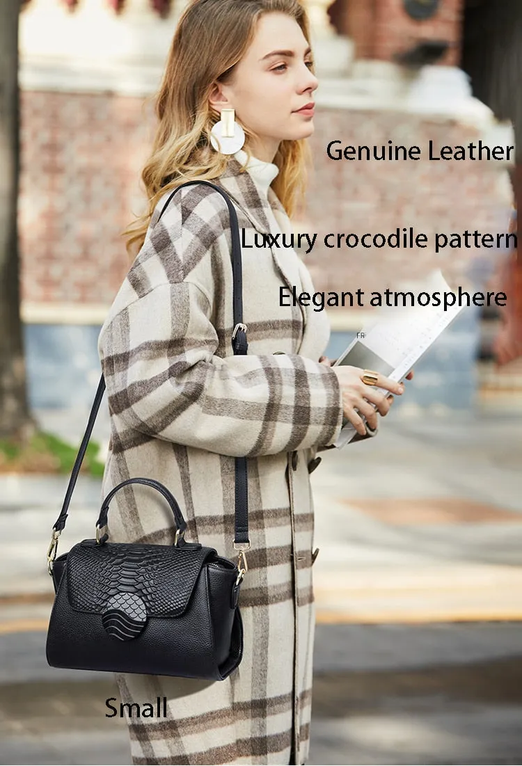Christmas Gift Genuine leather handbags 2021 new trendy top layer cowhide large capacity messenger bag ladies shoulder handbag wild swallow bag