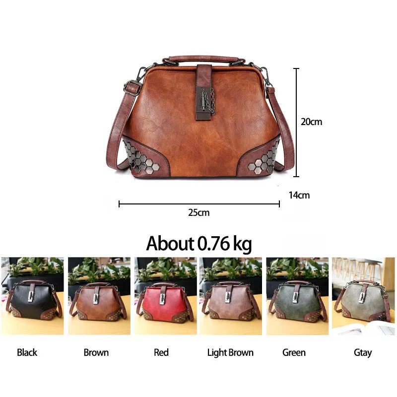 Christmas Gift High Quality Fashion Soft Waterproof Pu Leather Shoulder Bags for Women 2021 New Women's Bag Rivet Messenger Bag Sac A Main