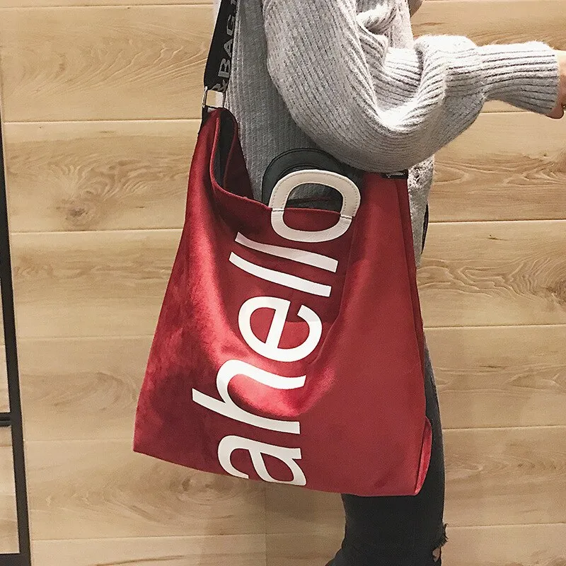 Christmas Gift New Large-capacity Velvet Handbag Fashion Lady Letter Shoulder Crossbody Bag High Quality Women's Shopping Bag Tote