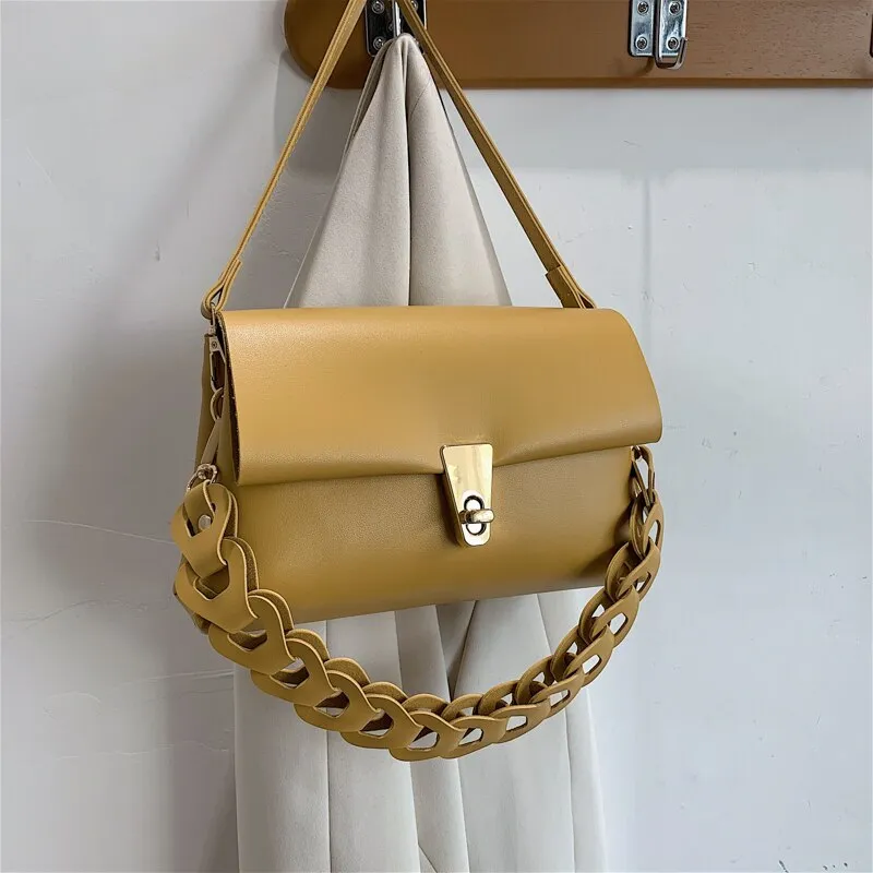 Christmas Gift Small Flap Designer Shoulder Bags for Women 2021 New Luxury Leather Tote Messenger Bag Lady Simple Handbags Yellow Crossbody Bag