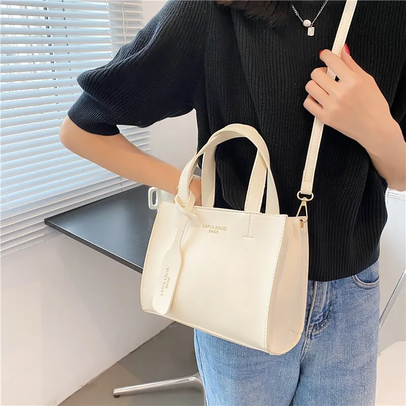 Christmas Gift Small PU Leather Shoulder Bags for Women Square Designer Crossbody Bags Lady Pure Color Tote Messenger Bag Summer White Handbags