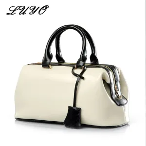 Christmas Gift Vintage Fashion Classic Doctor Bag Genuine Leather Bag Famous Brand Designer Women Handbags High Quality Ladies Real Leather Bag