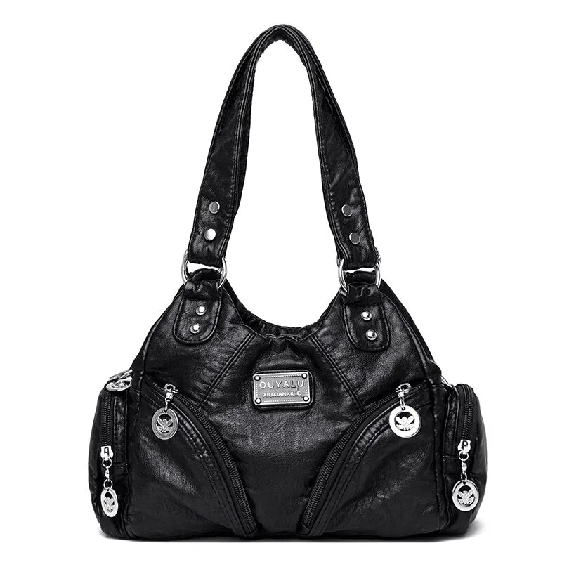Christmas Gift Women Leather Handbags Multi-Pocket  Women Messenger Bags Designer Crossbody Bag Women Bolsa Top-handle Bags Tote Shoulder Bags