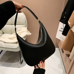Christmas Gift Women Underarm Shoulder Bag Brand Designer Female Hobo Crossbody Bag Solid Color Half Moon Handbag Lady Pu Leather Messenger Bag